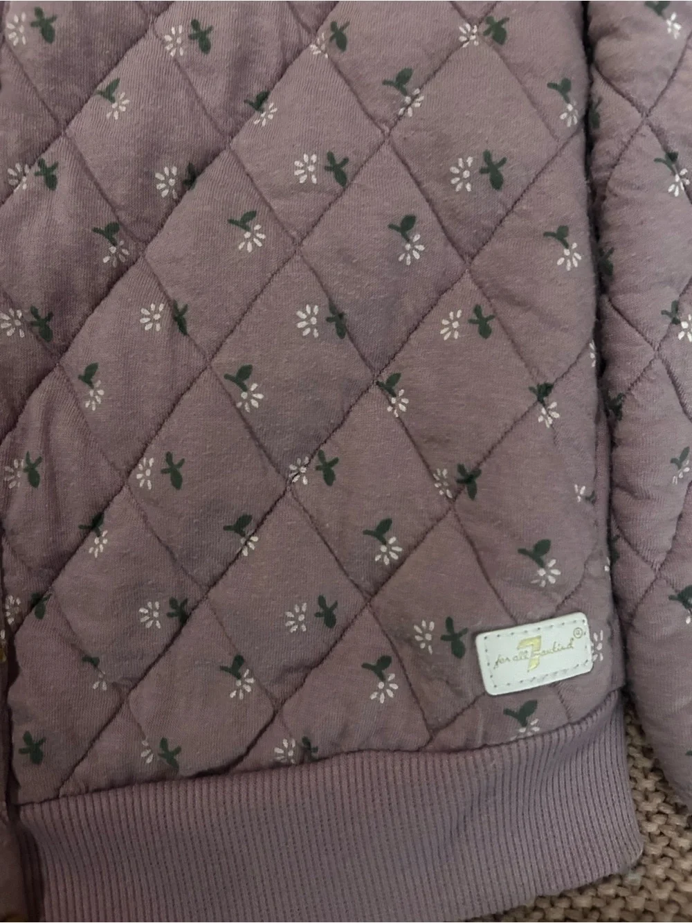 7 For All Mankind Girls Quilted Floral Jacket Size 6 Mauve Button Front